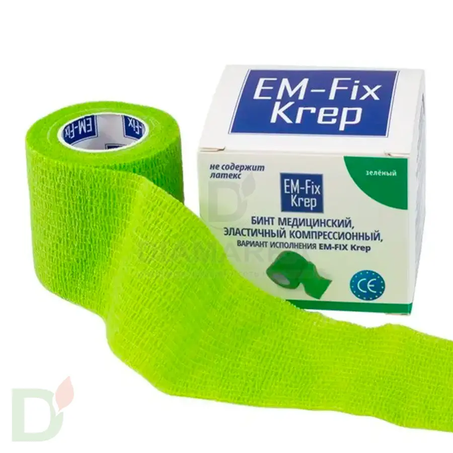 Бинт эластичный когезивный EM-fix krep Лайм, 5 см х 4,5 м в Самаре