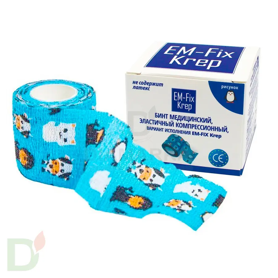 Бинт эластичный когезивный EM-fix krep Детский, 5см х 4,5м в Самаре