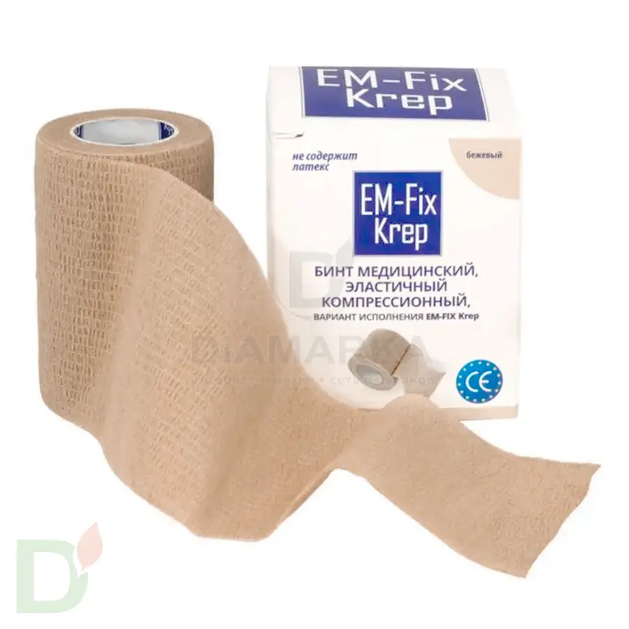 Бинт эластичный когезивный EM-Fix krep бежевый, 7,5 см х 4,5 м в Самаре