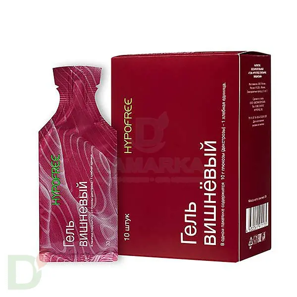 Гель HYPOFREE 1ХЕ Вишня, мягкая упаковка, 10 саше по 30мл
