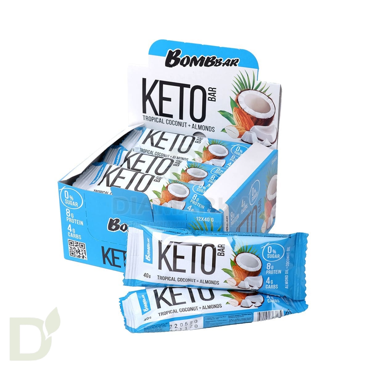 Батончик BOMBBAR Кето Тропический кокос и миндаль 40гр.