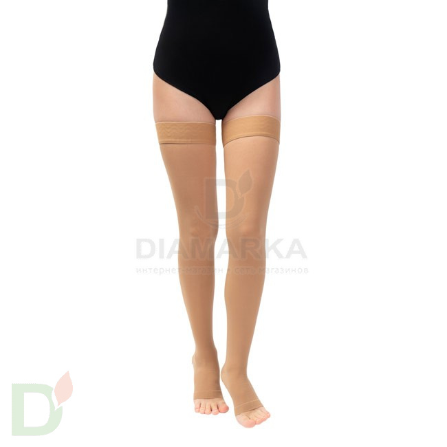 Чулки компрессионные JW-227 универсальные с открытым мыском, 2 класс компрессии, Бежевый