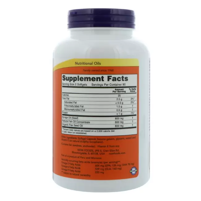 Витамины NOW Супер Омега Комплекс жирных кислот 3-6-9, 1200 мг, 90 шт