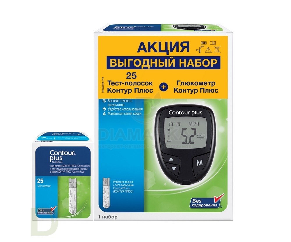Глюкометр Контур Плюс + тест-полоски №25