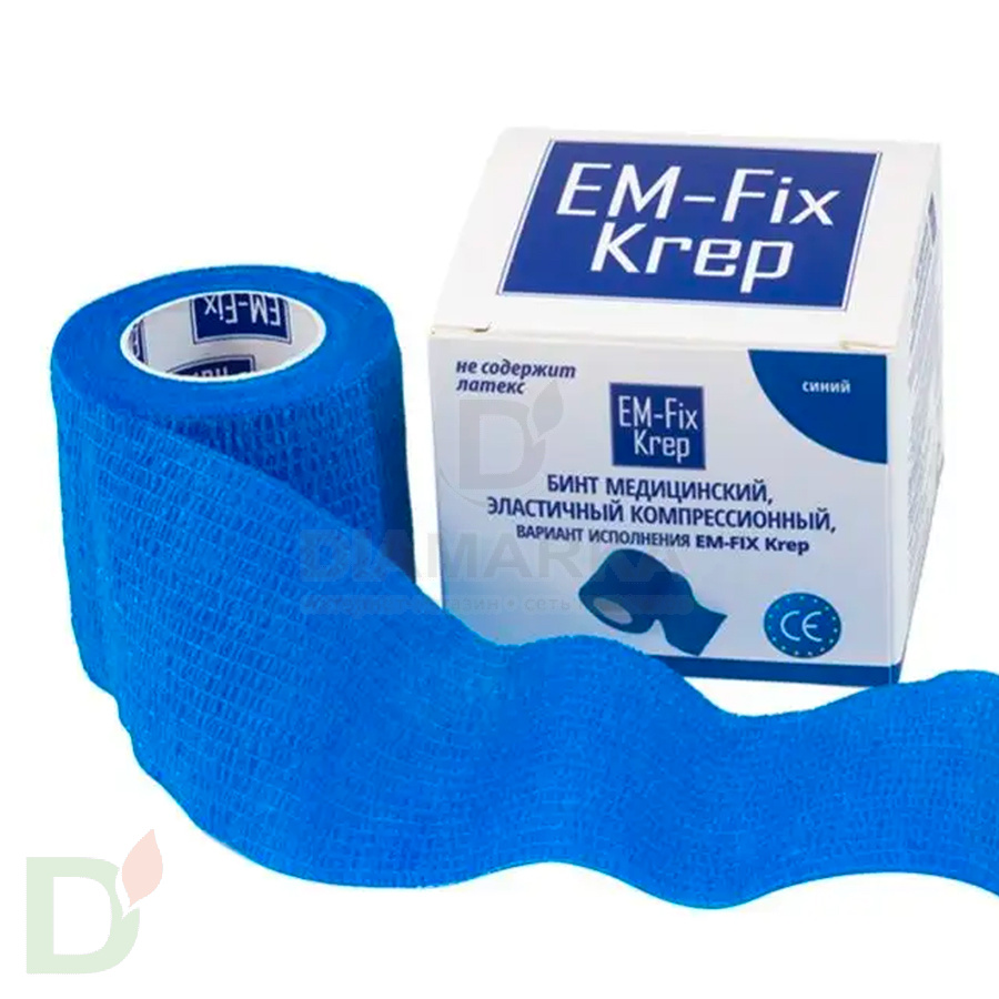 Бинт эластичный когезивный EM-fix krep Синий, 5 см х 4,5 м в Самаре