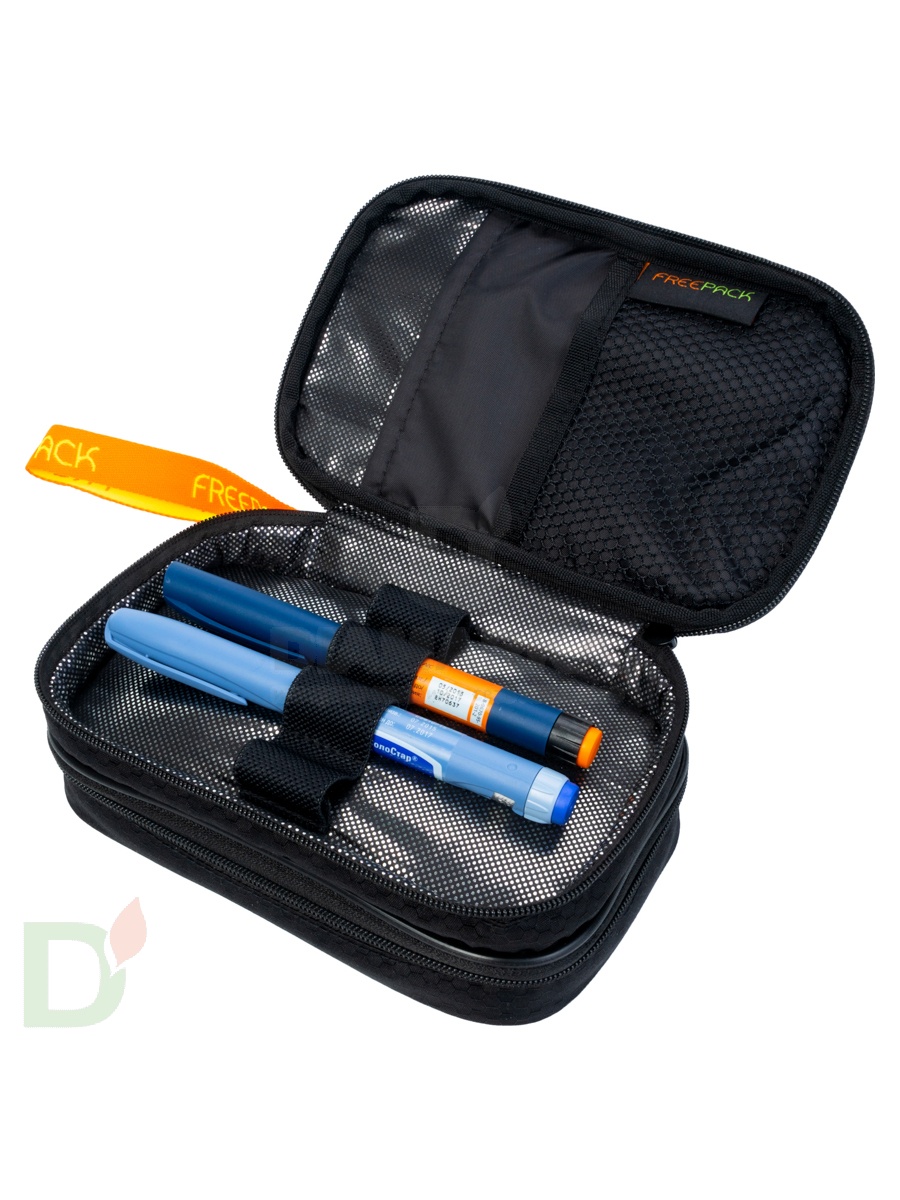 Термосумка (органайзер) FREEPACK д/4х ручек и средств самоконтроля чёрный (с гелевым пакетом)