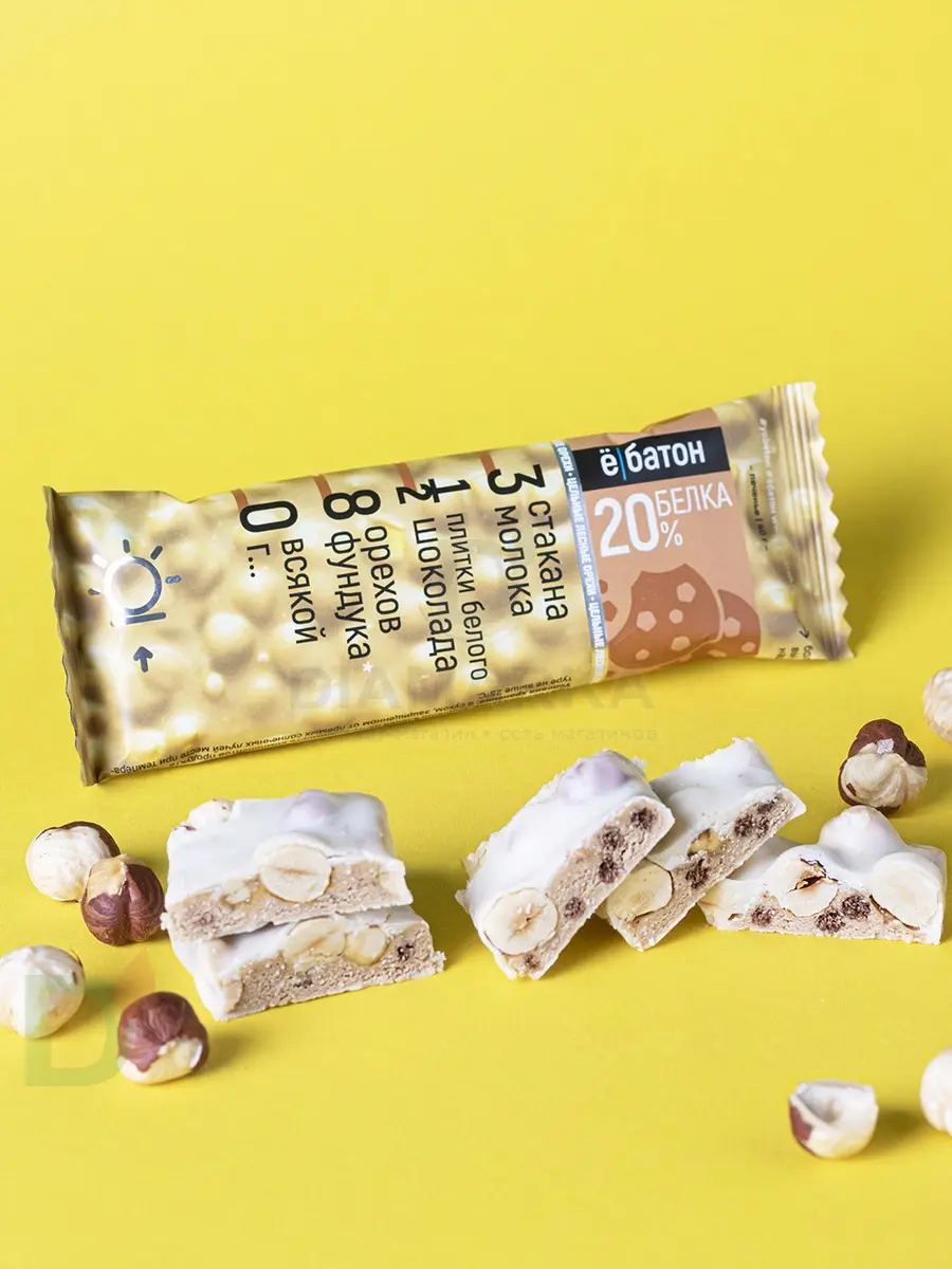 Батончик протеиновый Ё/батон "Лесной орех-Печенье" в белой глазури 40гр в Самаре