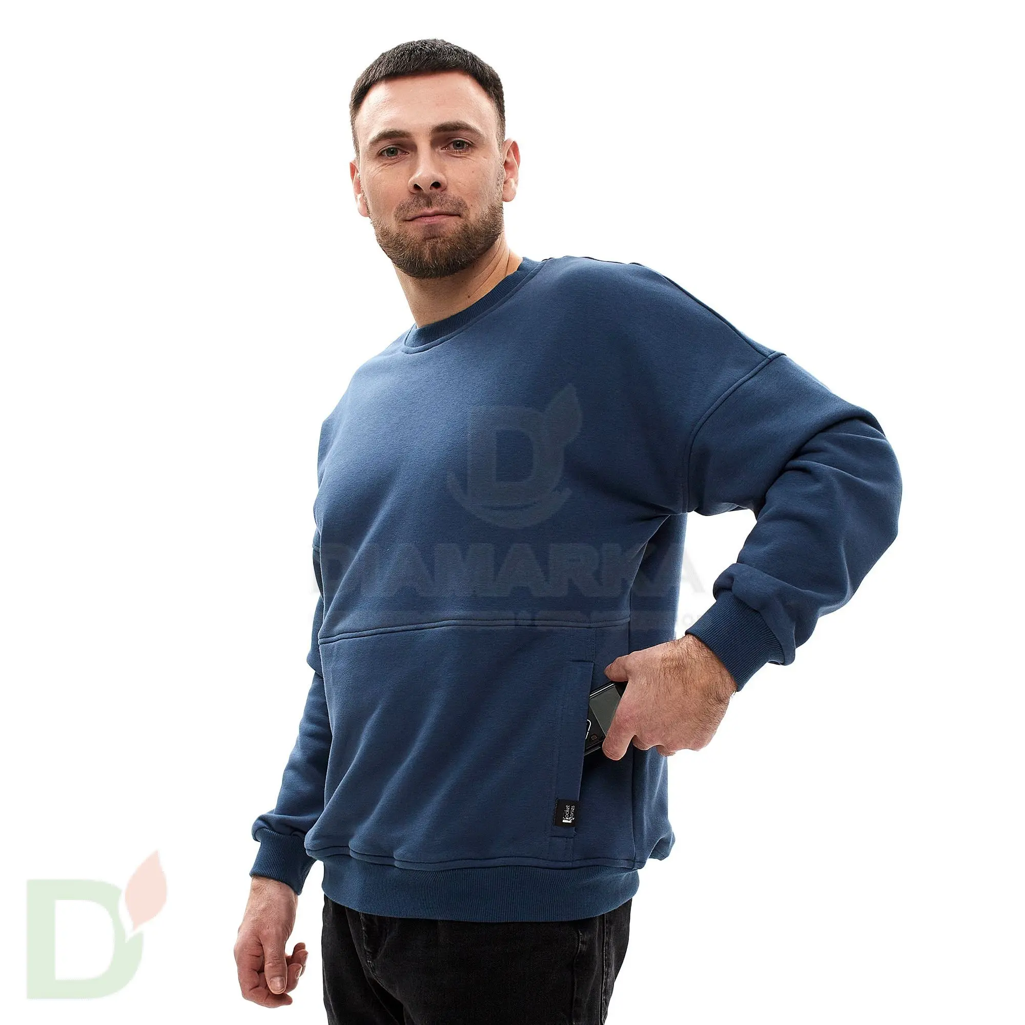 Свитшот Pocket Stories с карманом для инсулиновой помпы на молнии, Синий